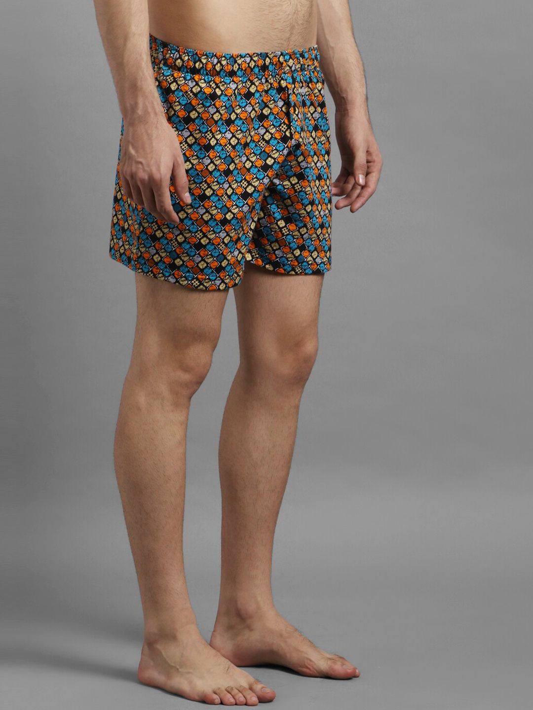 Kotty Men Blue & Orange Printed Boxers