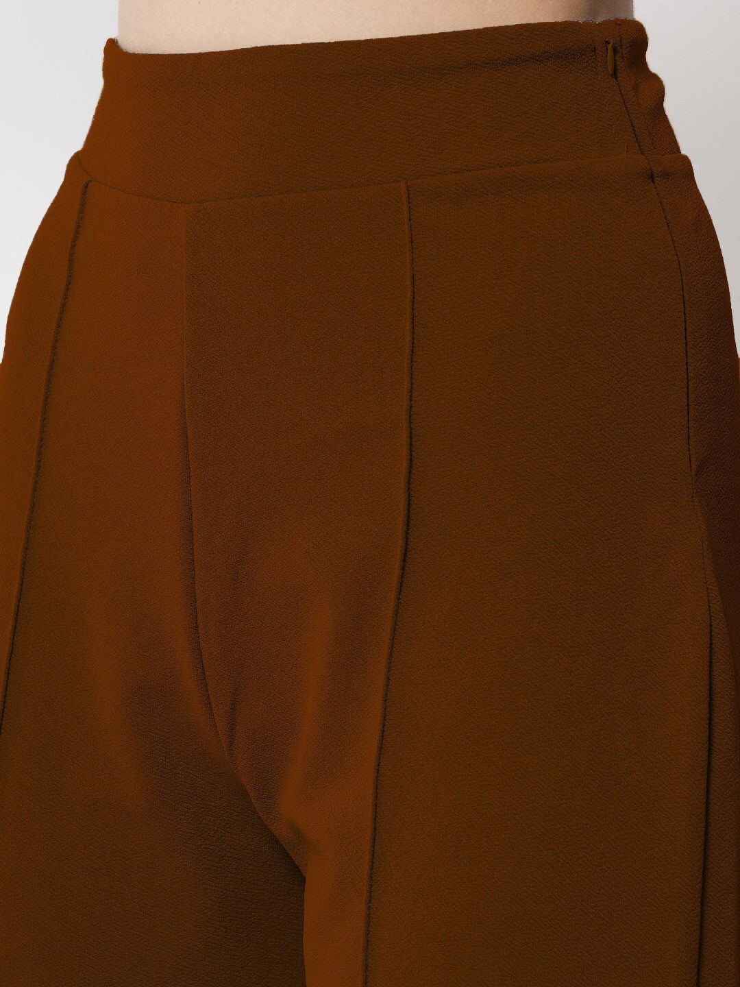 Kotty Women Brown Comfort Straight Fit High-Rise Easy Wash Trousers