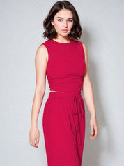 Kotty Pink High Neck Sleeveless Top & Trousers