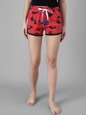 Kotty Women Red Printed Lounge Shorts