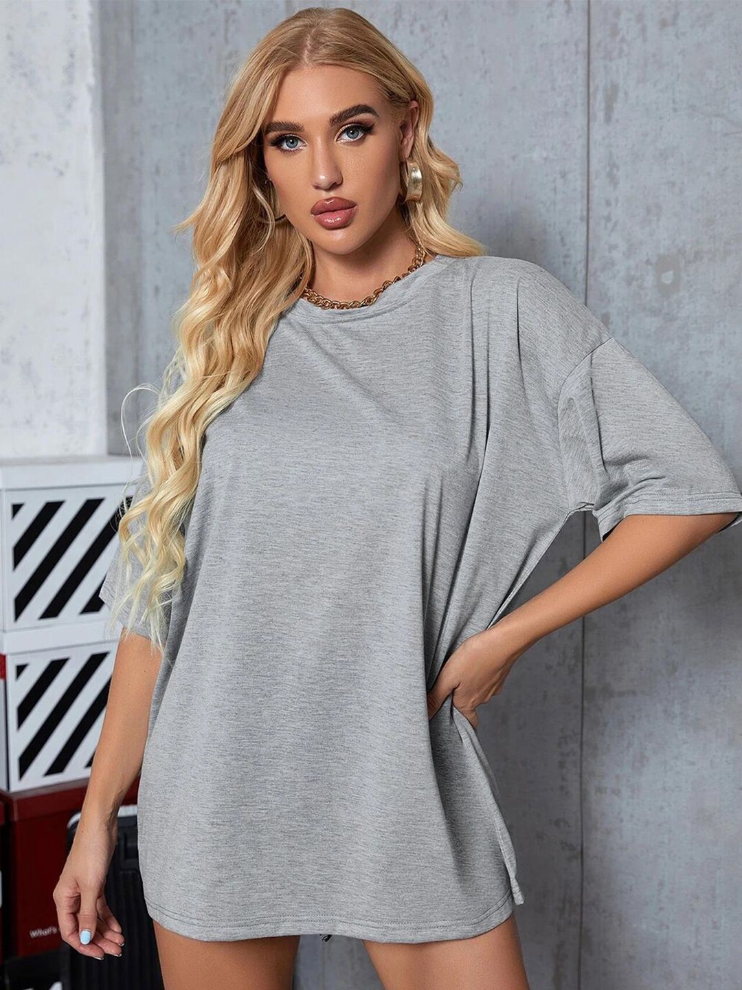 Kotty Drop-Shoulder Sleeves Longline Oversize Yoga T-shirt