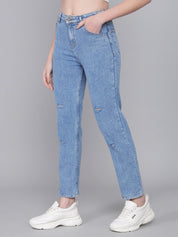 Kotty Women Blue Flared High-Rise Mildly Distressed Jeans