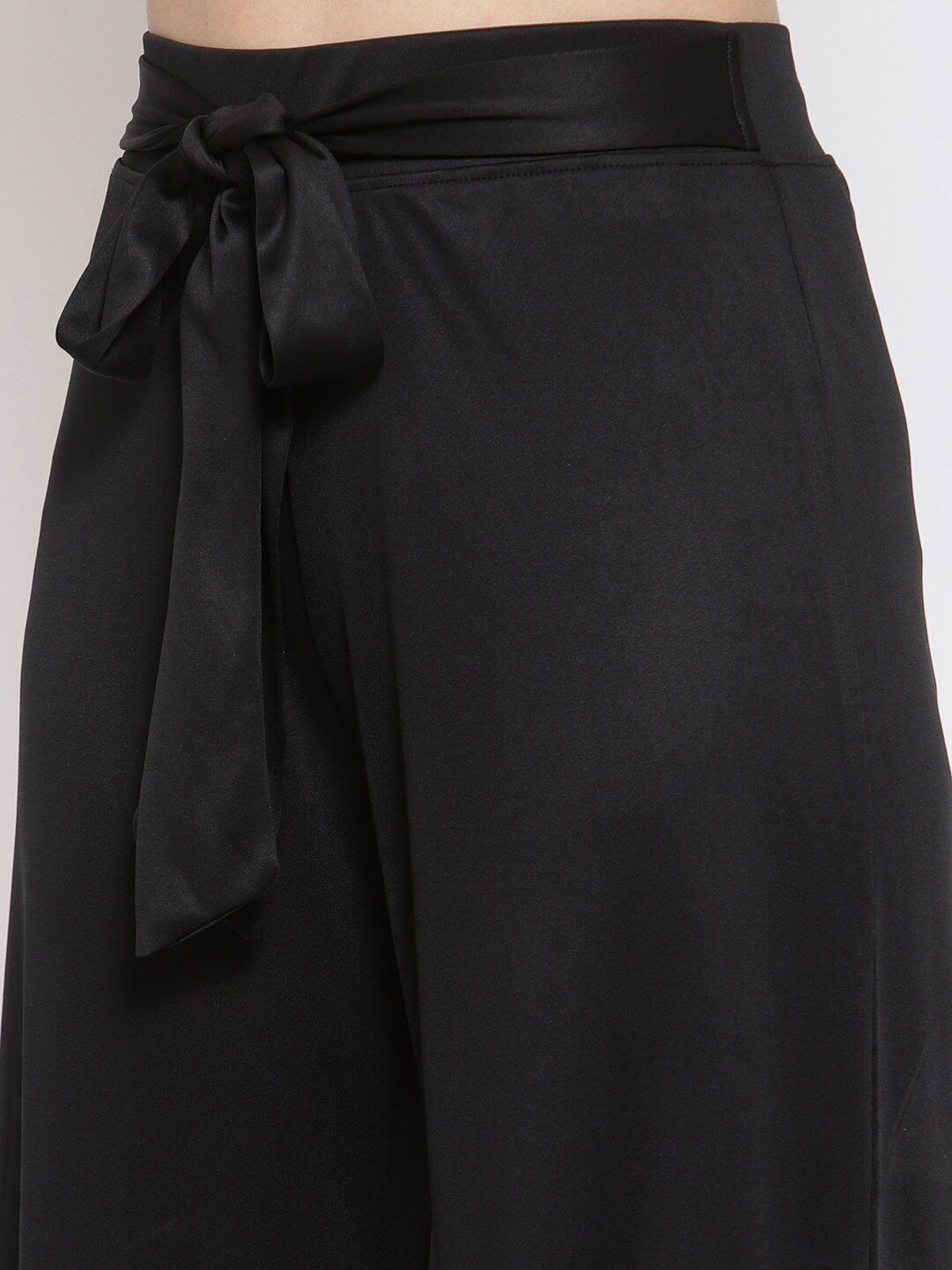 Kotty Women Black Flared High-Rise Parallel Trousers