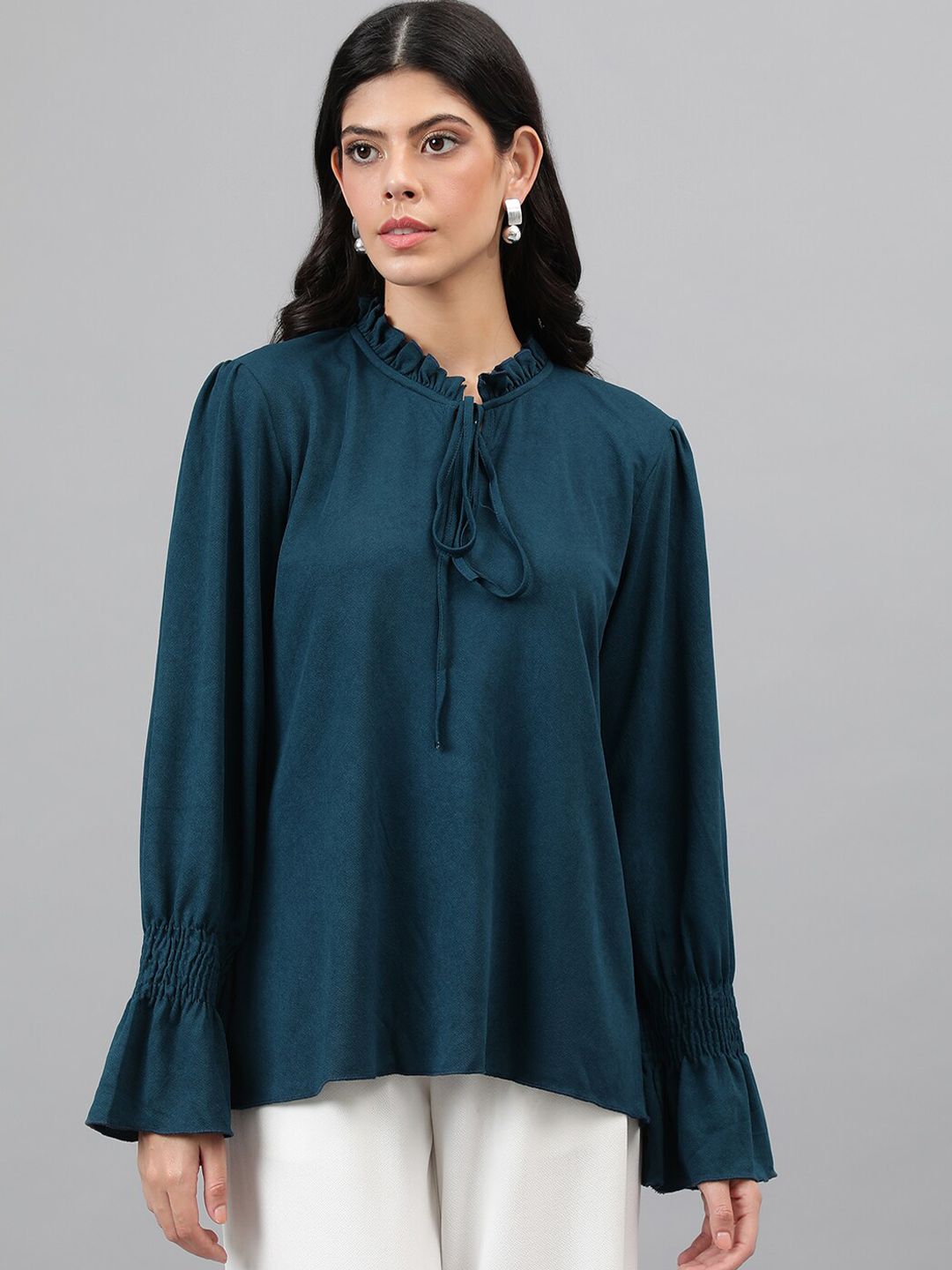 Kotty Tie-Up Neck Bell Sleeve Top