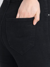 Kotty Women Black Skinny Fit High-Rise Slash Knee Jeans