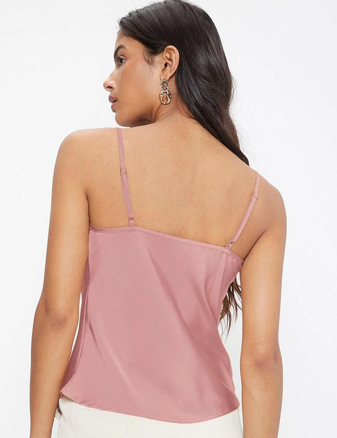 Kotty Pink Cowl Neck Satin Top