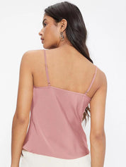 Kotty Pink Cowl Neck Satin Top