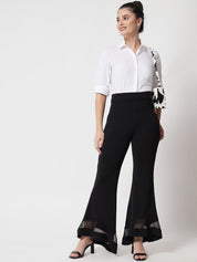 Kotty Women Black Relaxed Flared High-Rise Easy Wash Trousers