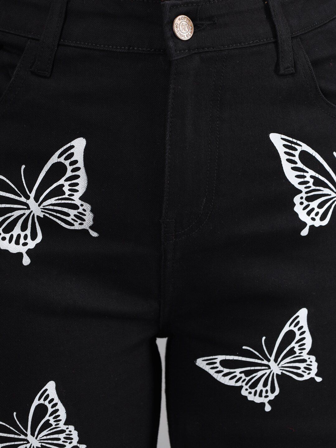 Kotty Women Black Printed Slim Fit High-Rise Jeans