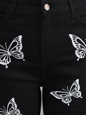 Kotty Women Black Printed Slim Fit High-Rise Jeans