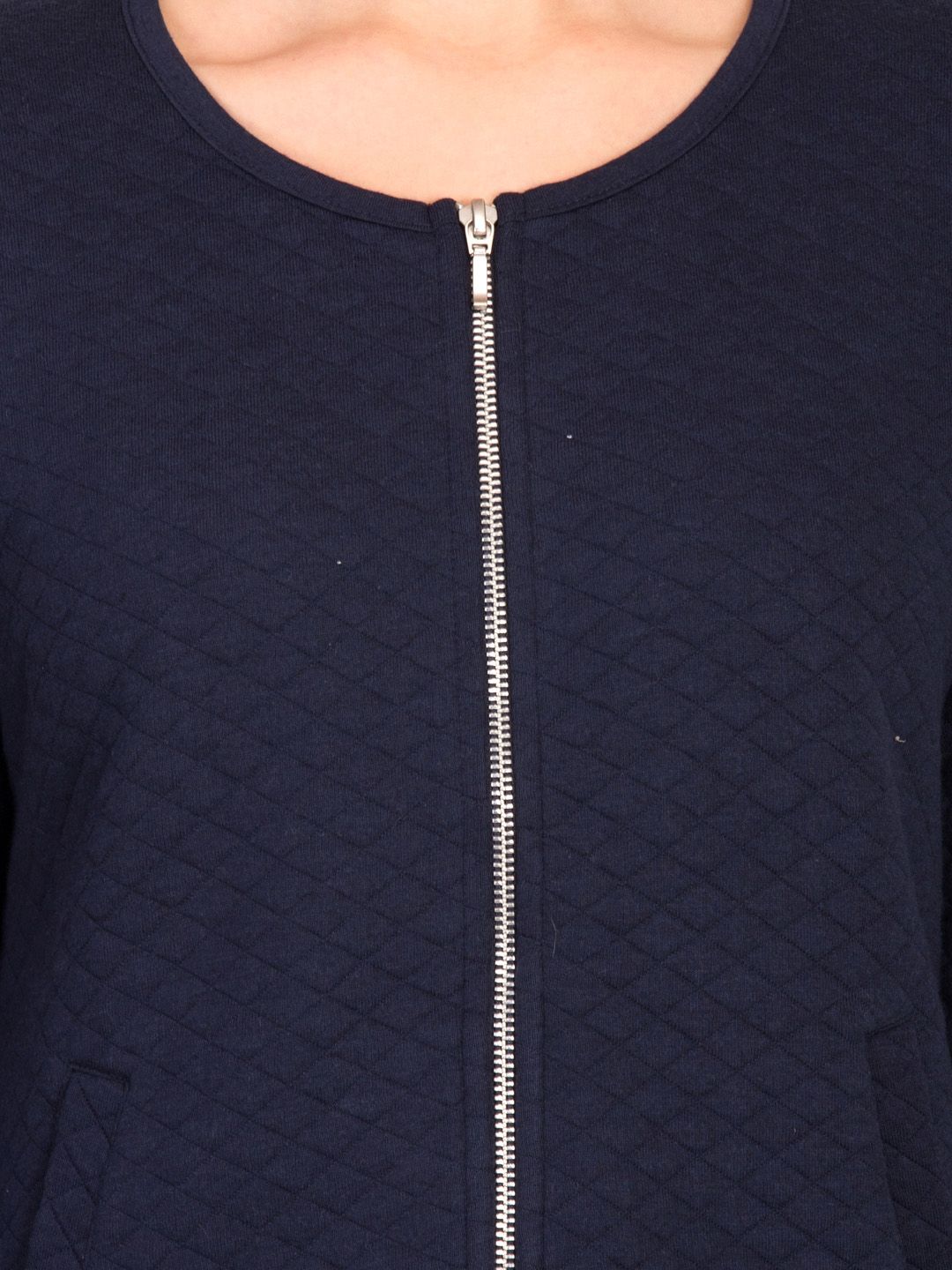 Kotty Women Blue Self Design Open Front Jacket