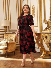 Kotty Floral Printed Midi Fit & Flare Dress