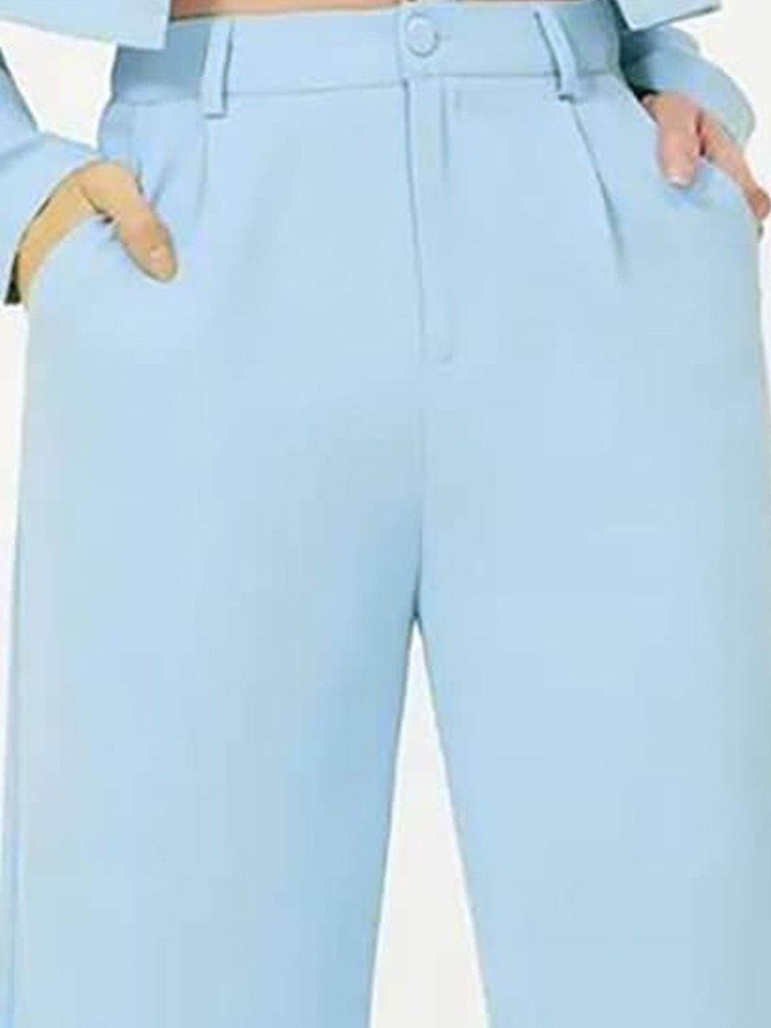 KOTTY BIZwear Basics Women Relaxed Straight Leg Straight Fit High-Rise Easy Wash Trousers