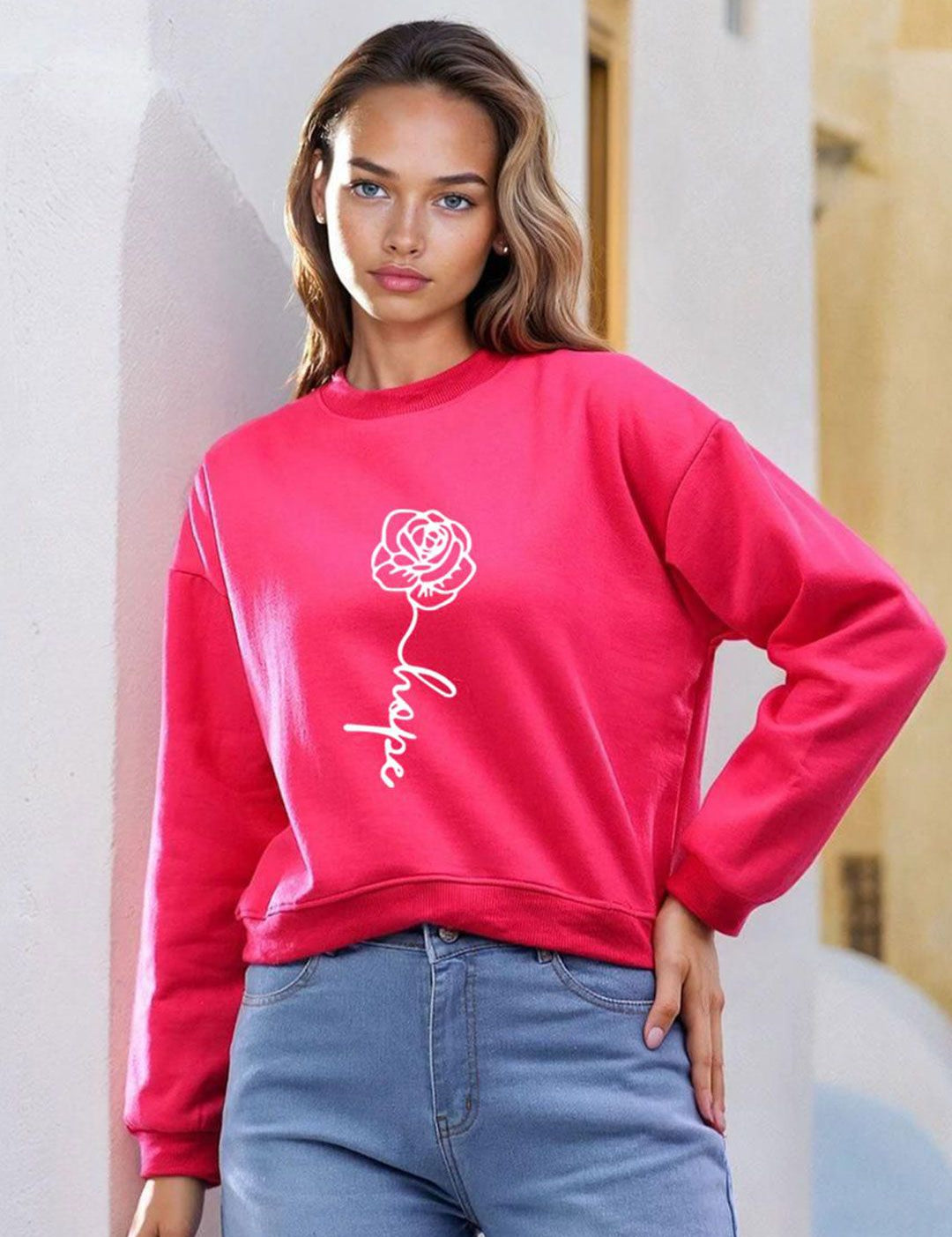 Kotty Women Printed Round Neck Therma-Fit Sweatshirt