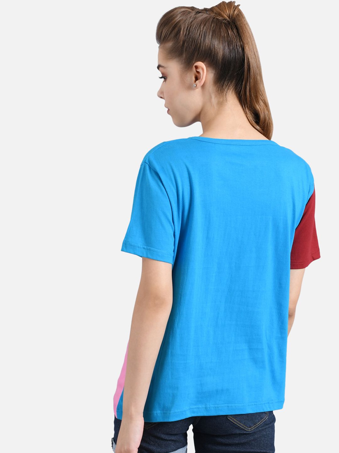 Kotty Women Multicoloured Colourblocked Round Neck T-shirt
