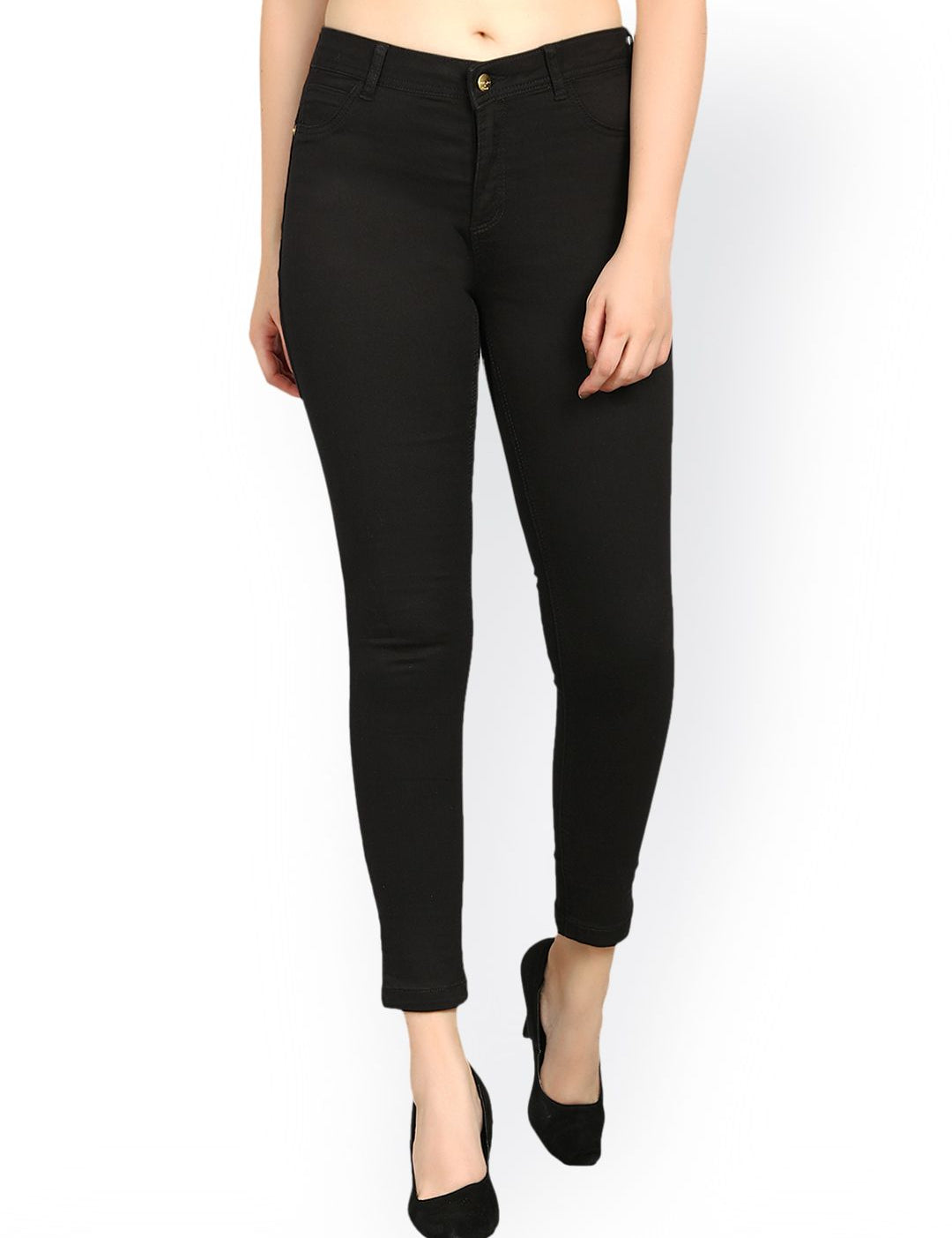 Kotty Women Black Skinny Fit High-Rise Clean Look Stretchable Jeans