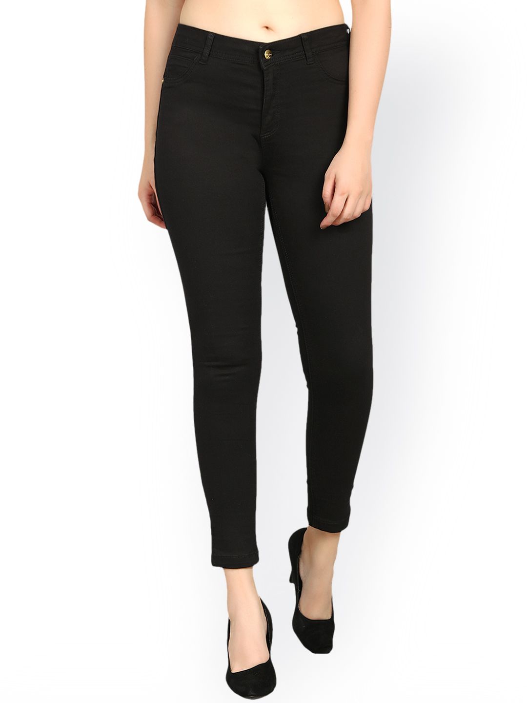 Kotty Women Black Skinny Fit High-Rise Clean Look Stretchable Jeans