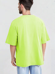 Kotty Men Printed Drop-Shoulder Sleeves Raw Edge T-shirt