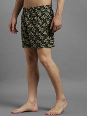 Kotty Men Black & Green Printed Boxers