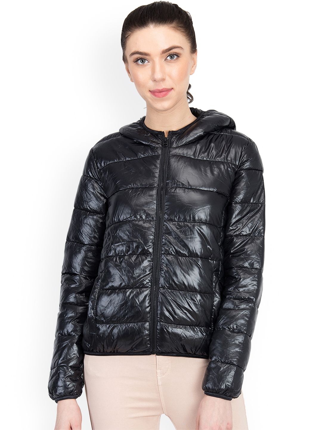 Kotty Women Black Solid Puffer Jacket