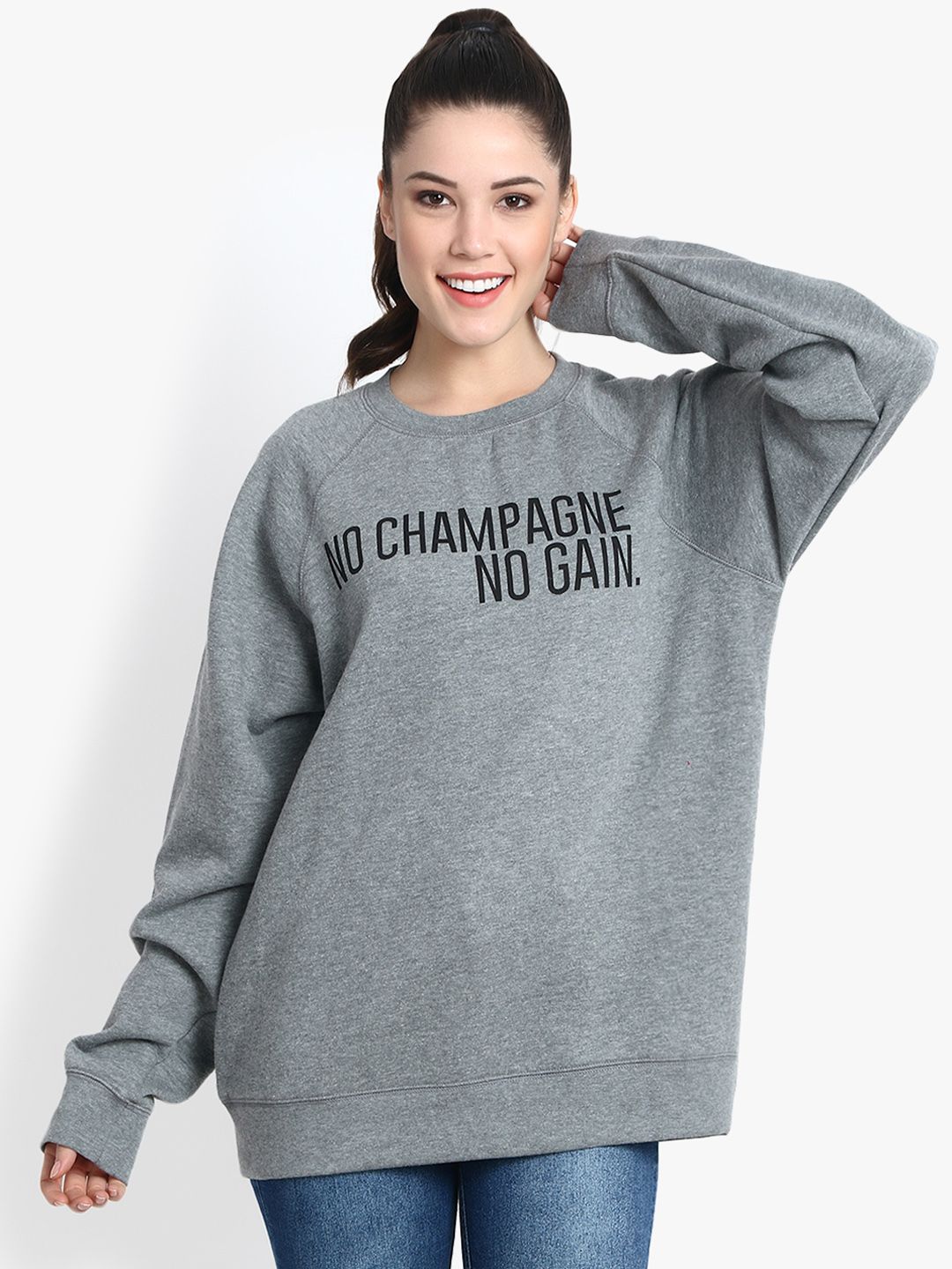 Kotty Women Grey Printed Sweatshirt