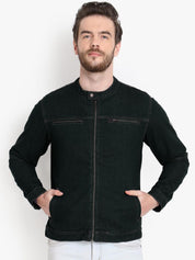 Kotty Men Black Solid Denim Jacket