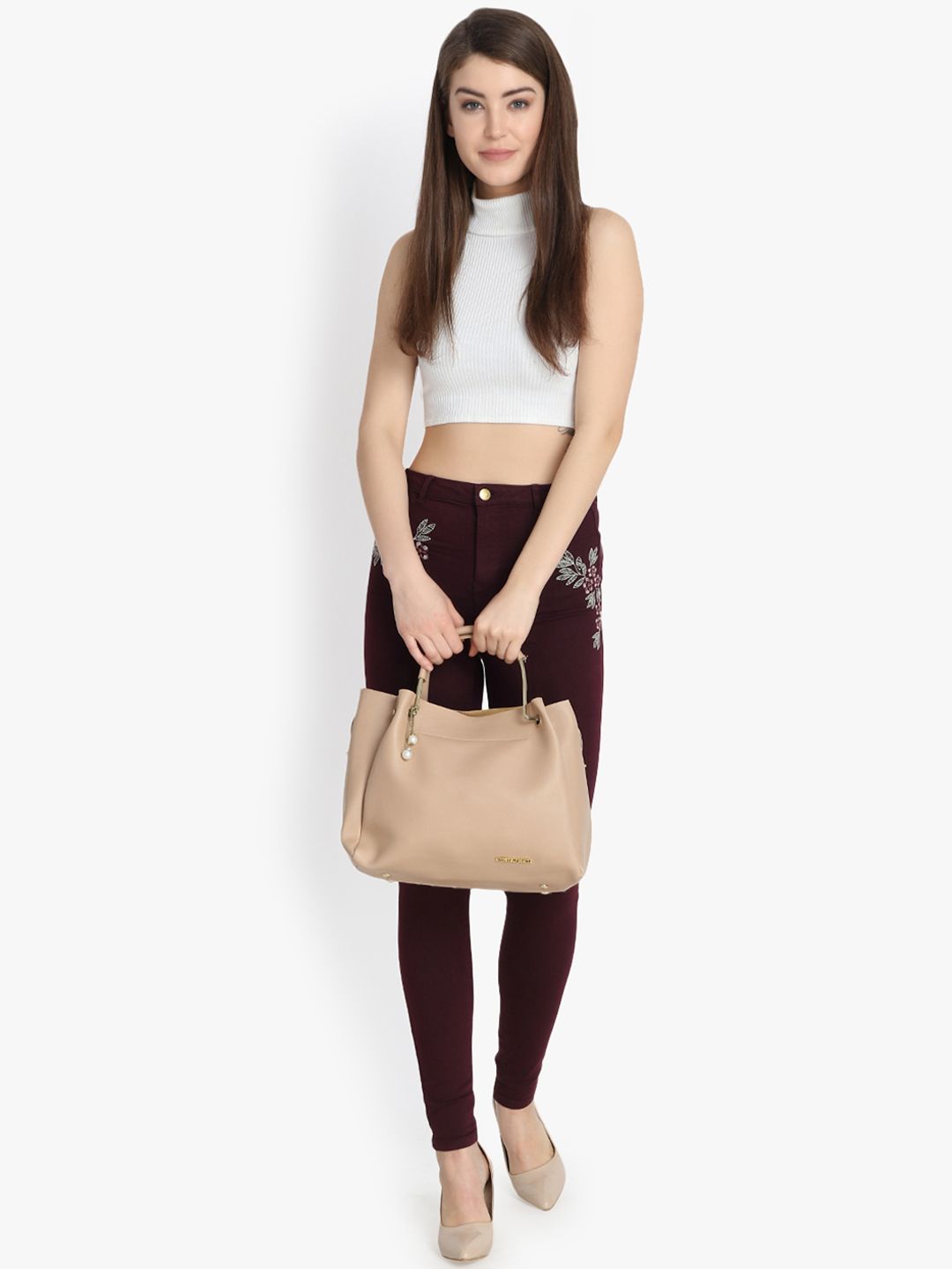 Kotty Women Maroon Skinny Fit High-Rise Clean Look Stretchable Jeans