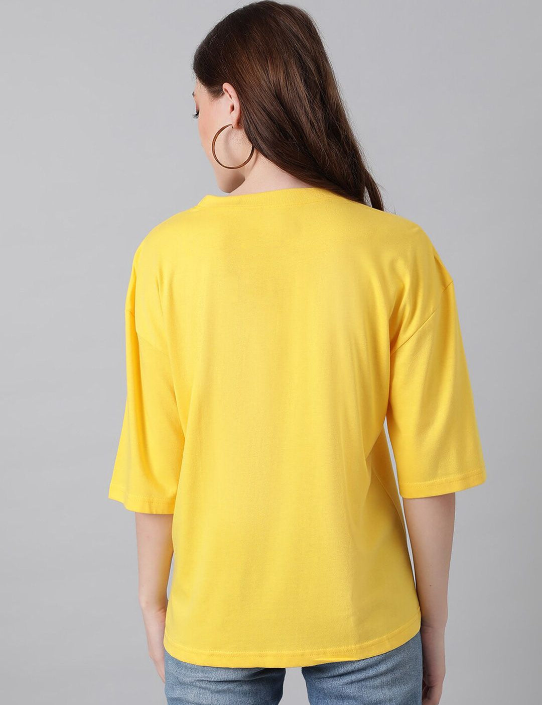 KOTTY Basics Round Neck Drop-Shoulder Sleeves Oversized T-shirt