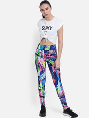 Kotty Women Blue & Pink Printed Tights