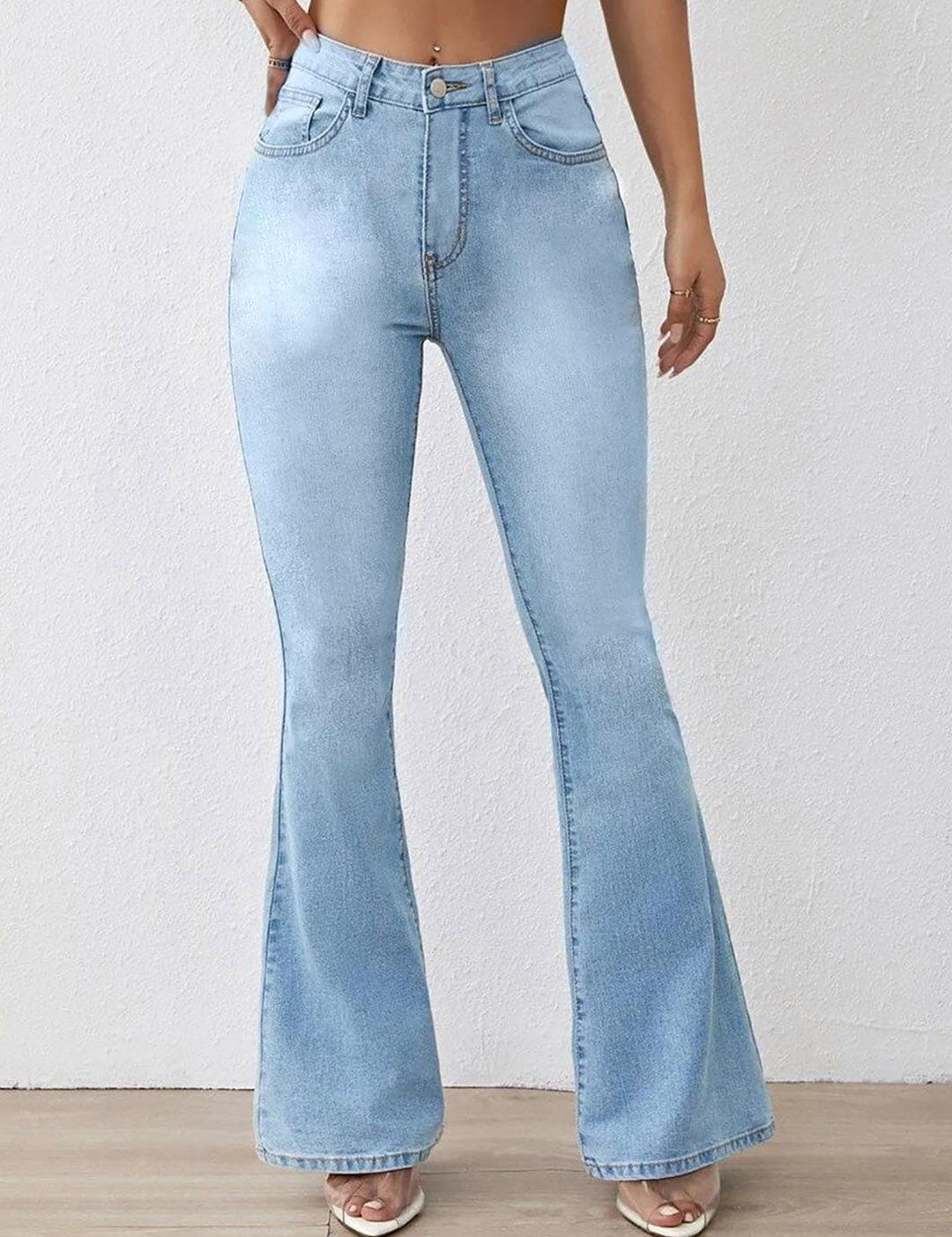 Kotty Women Bootcut High-Rise Heavy Fade Clean Look Stretchable Jeans