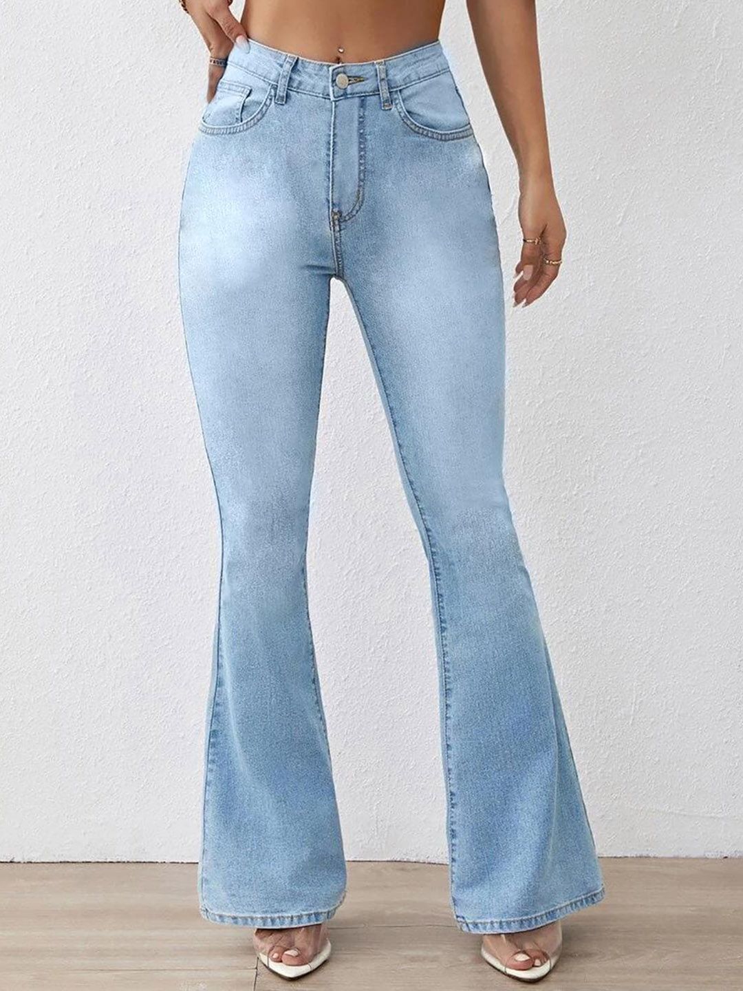 Kotty Women Bootcut High-Rise Heavy Fade Clean Look Stretchable Jeans