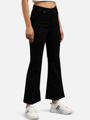 Kotty Women Black Flared High-Rise Clean Look Bootcut Jeans