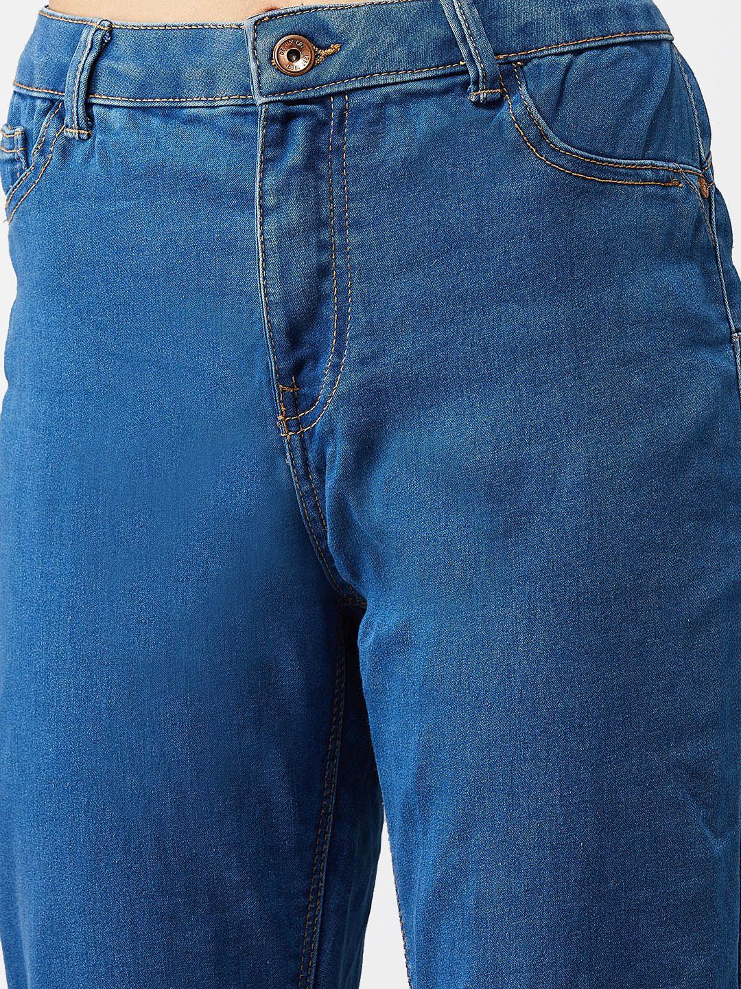 Kotty Women Blue Boyfriend Fit High-Rise Clean Look Jeans