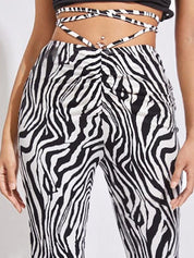 Kotty Women Printed Relaxed Flared High-Rise Easy Wash Bootcut Trousers