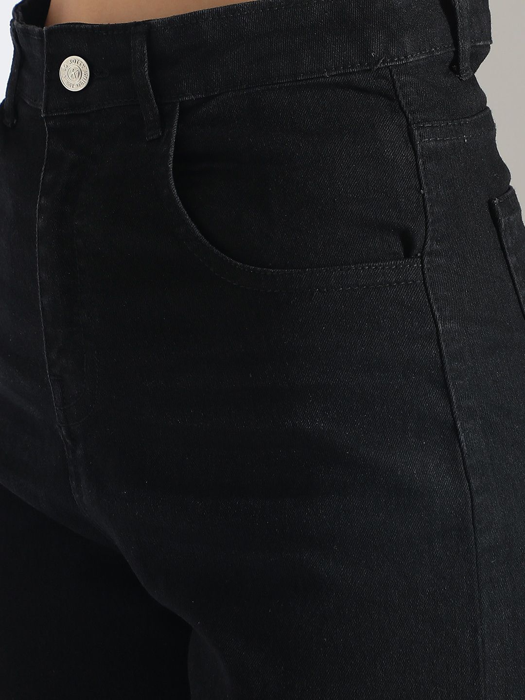 Stylecast X KOTTY Basics Women Black Slim Fit High-Rise Clean Look Frayed Hem Stretchable Jeans