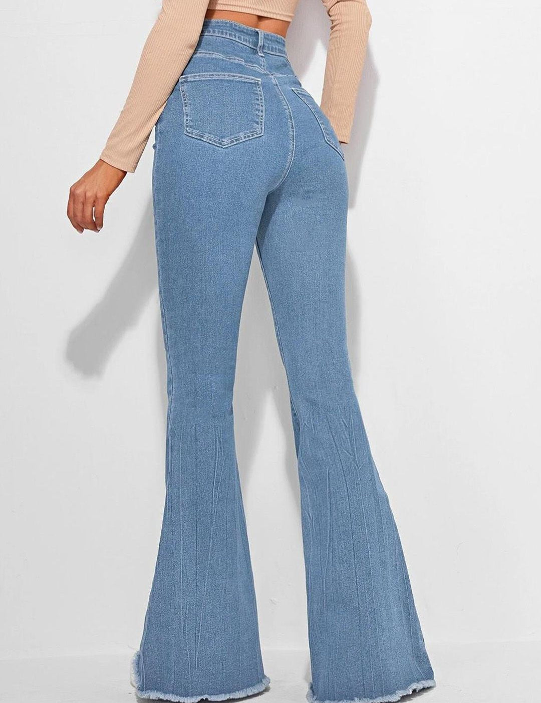 Kotty Women Blue Jean Bootcut High-Rise Clean Look Stretchable Jeans