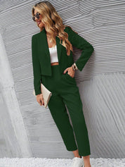 KOTTY BIZwear Green Notched Lapel Collar Long Sleeves Blazer With Trouser