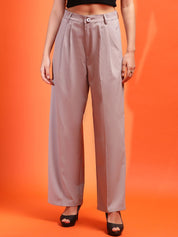 Stylecast X KOTTY Grey Relaxed Straight Leg High-Rise Trousers