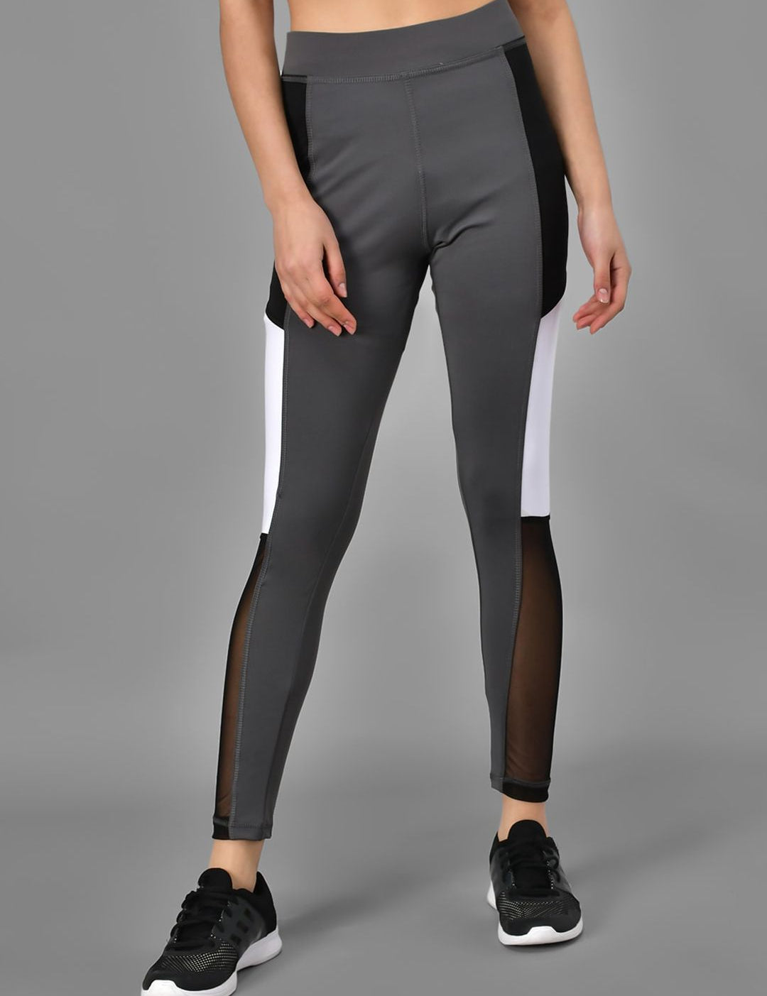 Kotty Women Grey & Black Colourblocked Tights