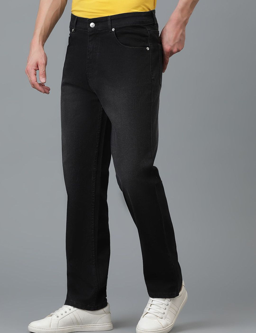 Kotty Men Jean Low-Rise Slash Knee Stretchable Jeans