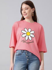 KOTTY Basics Graphic Printed Drop-Shoulder Sleeves Oversized T-shirt