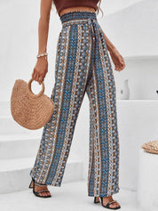 Kotty Women Blue Printed Relaxed High-Rise Easy Wash Trousers
