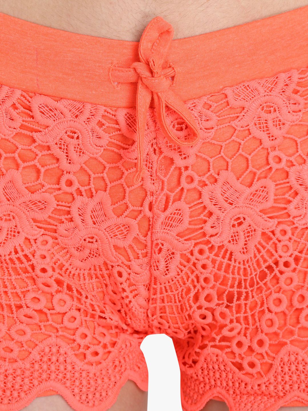 Kotty Women Orange Self Design Regular Fit Regular Shorts