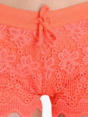 Kotty Women Orange Self Design Regular Fit Regular Shorts