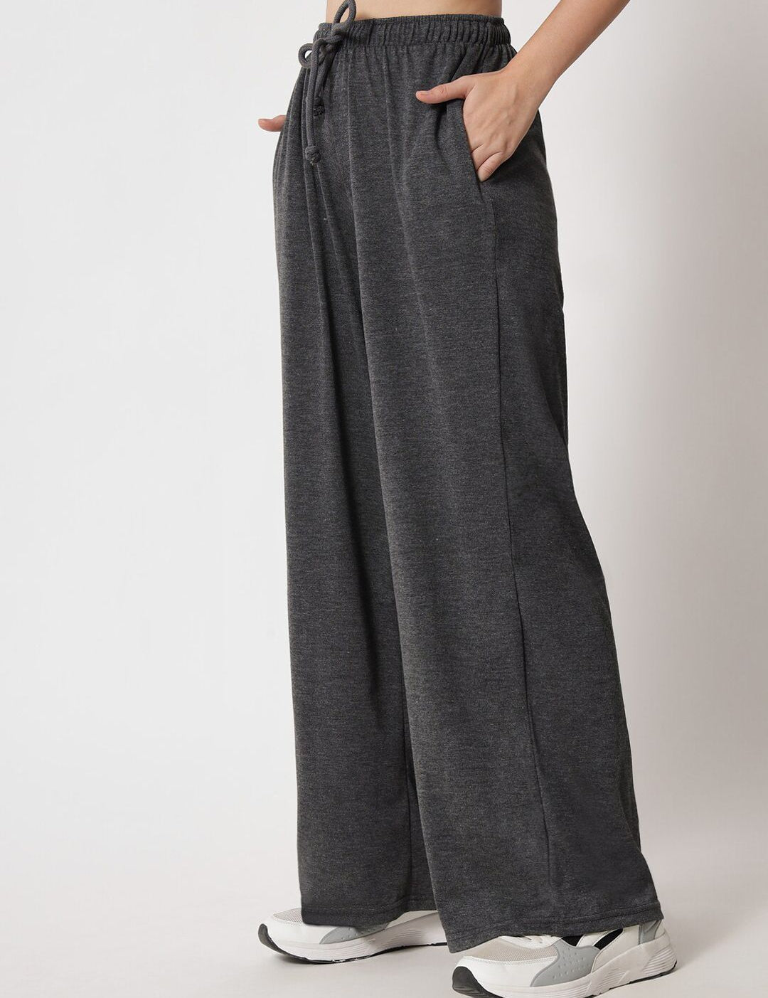 Kotty Women Grey Relaxed High-Rise Easy Wash Trousers