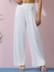 Kotty Women Relaxed Straight Fit High-Rise Easy Wash Wide Leg Trousers
