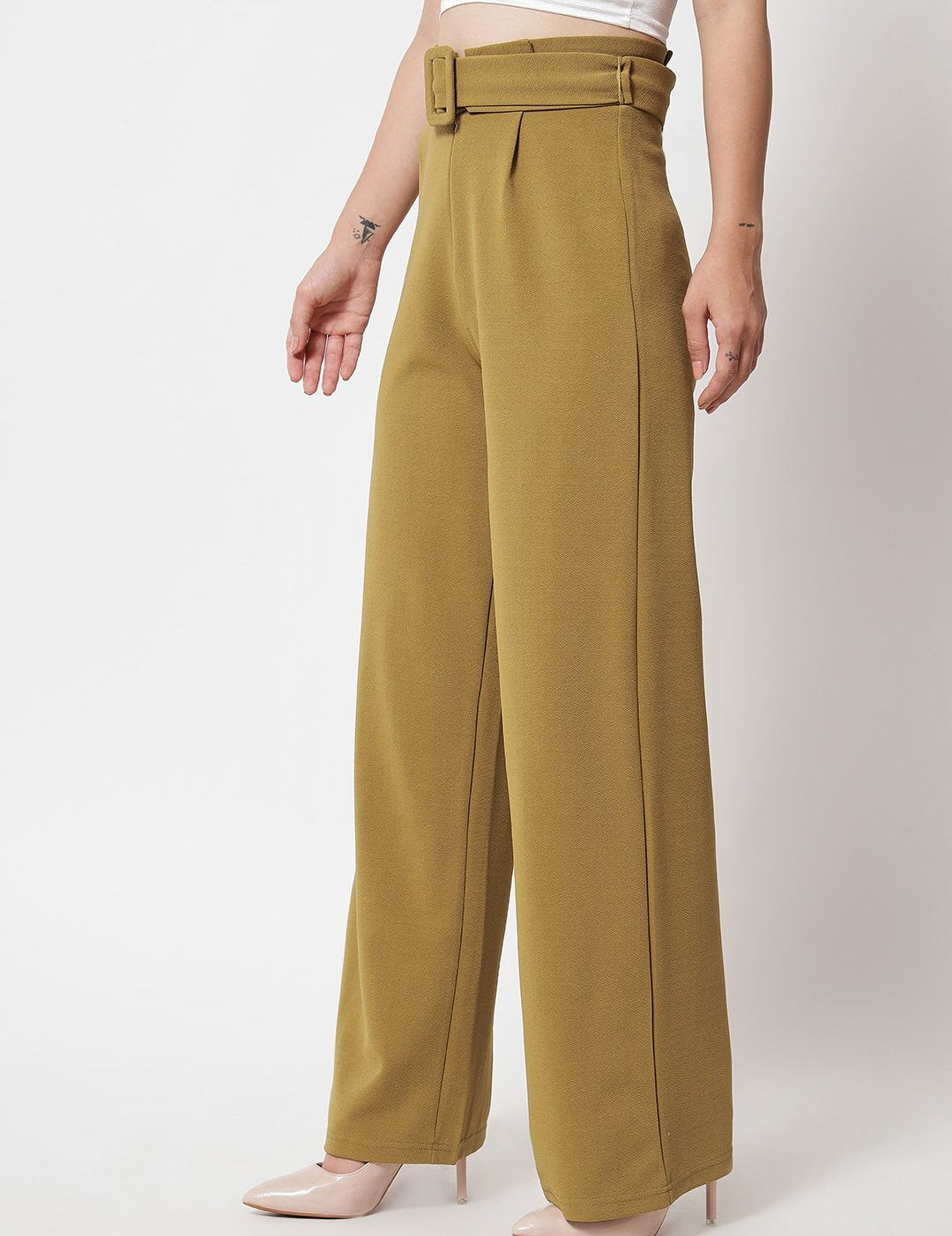 Kotty Women Pack Of 2 Relaxed Straight Fit High-Rise Easy Wash Pleated Trousers