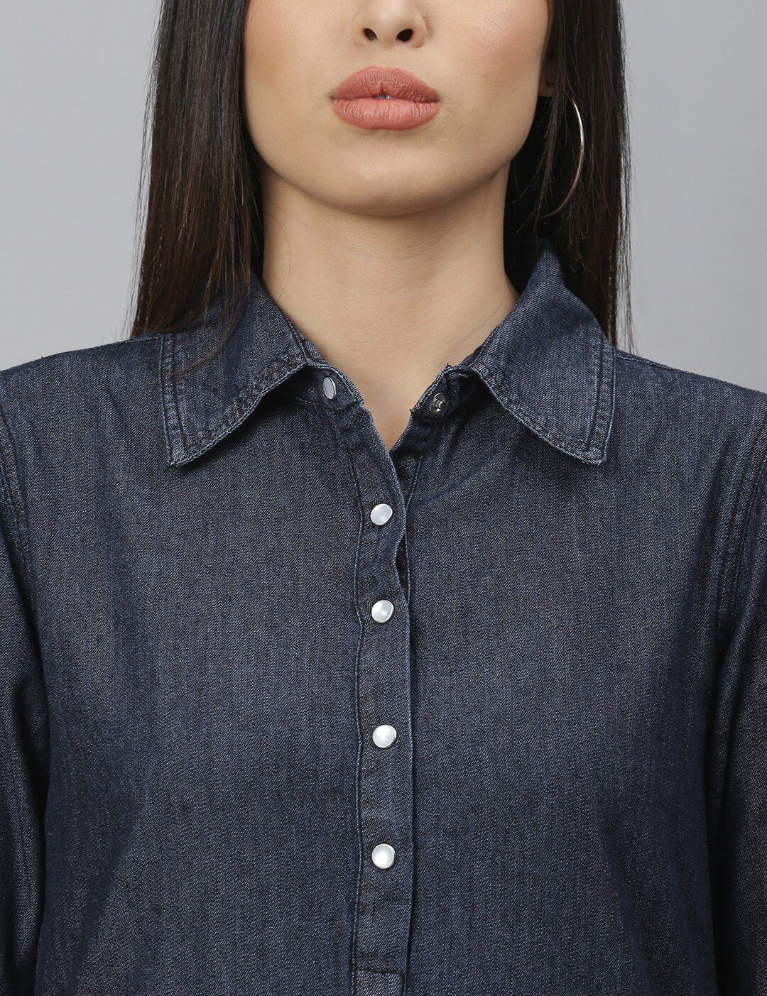 Kotty Women Navy Blue Solid Shirt Dress