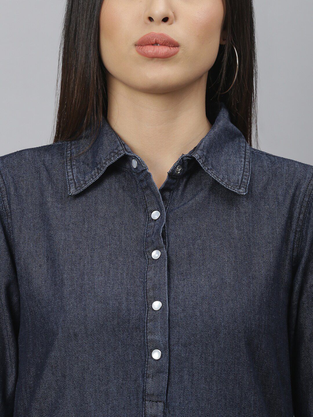 Kotty Women Navy Blue Solid Shirt Dress