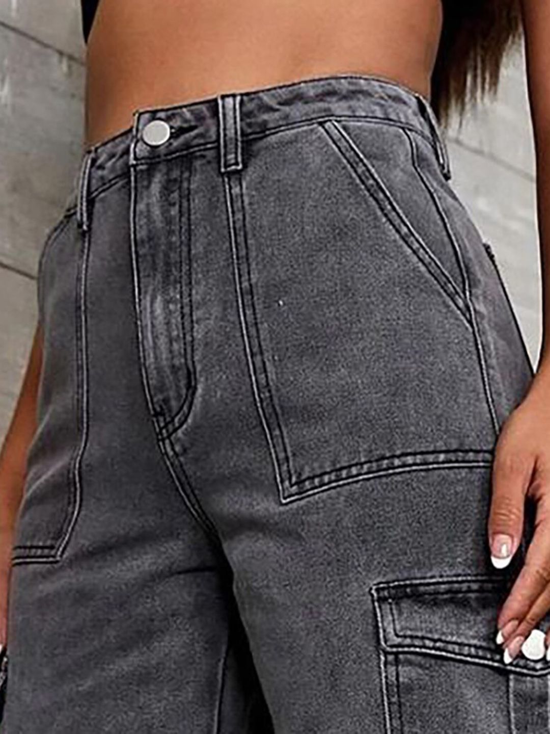 Kotty Women Grey Jean Straight Fit High Rise Light Fade Clean Look Stretchable Jeans